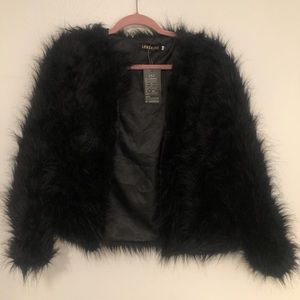 NWT Black Cropped Fur Jacket
